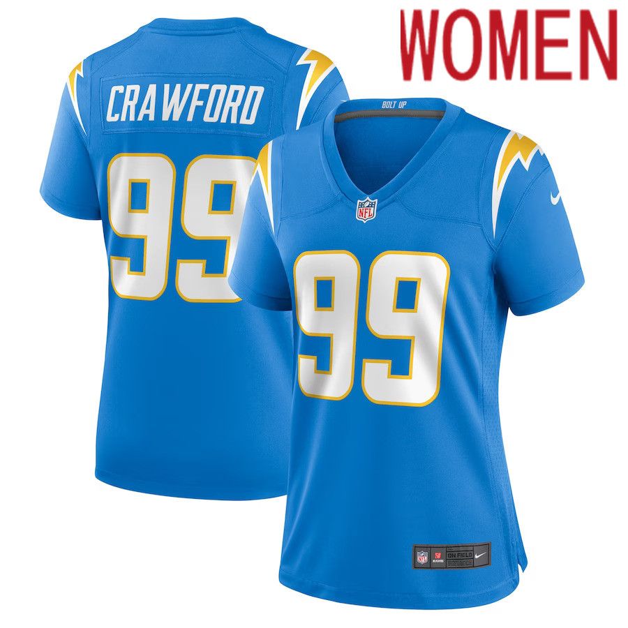 Women Los Angeles Chargers 99 Aaron Crawford Nike Powder Blue Home Game Player NFL Jersey